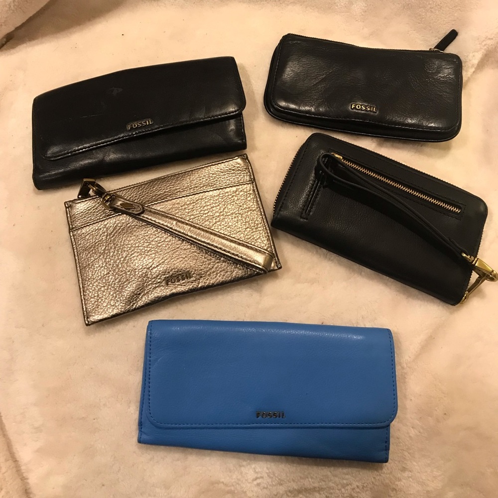 Lot of 5 Fossil Billfolds and wristlets